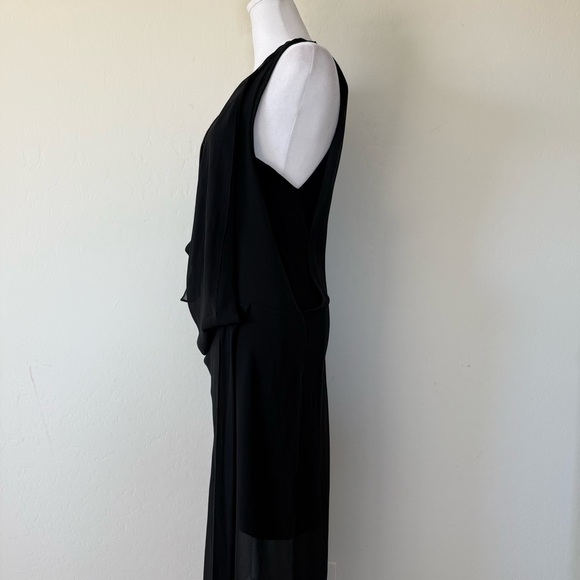 Zara Black Chiffon Sheer Drapey Lagenlook Tank Midi Dress Medium - Picture 9 of 16